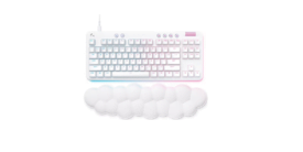 Logitech G713 Wired Gaming Keyboard, Tactile Switches (GX Brown), and Keyboard Palm Rest, White Mist