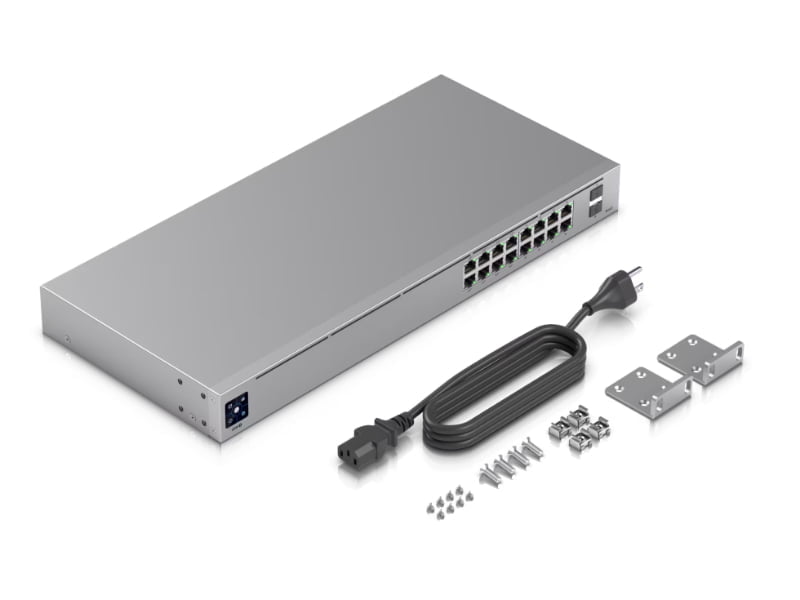 Ubiquiti UniFi Switch USW-16-POE - Conmutador - Gestionado - 16 x 10/100/1000 (8 PoE+) + 2 x Gigabit SFP - sobremesa, montaje en rack - PoE+ (42 W) – USW-16-POE - Imagen 4